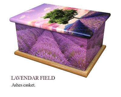 Lavendar field ashes casket